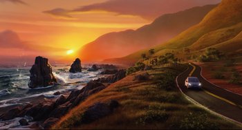 Movie still from “Hotel Transylvania 2” (2015), directed by Genndy Tartakovsky – Extreme Wide shot, High angle