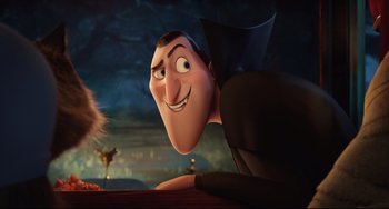 Movie still from “Hotel Transylvania 2” (2015), directed by Genndy Tartakovsky – Medium shot, Over the shoulder angle