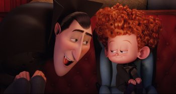 Movie still from “Hotel Transylvania 2” (2015), directed by Genndy Tartakovsky – Medium shot, Over the shoulder angle