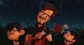 Movie still from “Hotel Transylvania 2” (2015), directed by Genndy Tartakovsky – Close Up shot, Over the shoulder angle