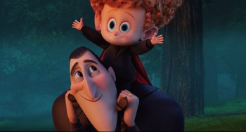 Movie still from “Hotel Transylvania 2” (2015), directed by Genndy Tartakovsky – Medium shot, Low angle