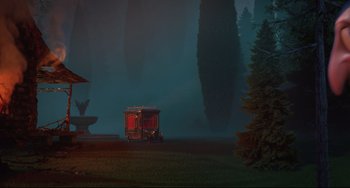 Movie still from “Hotel Transylvania 2” (2015), directed by Genndy Tartakovsky – Extreme Wide shot, High angle