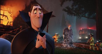 Movie still from “Hotel Transylvania 2” (2015), directed by Genndy Tartakovsky – Medium shot, Over the shoulder angle