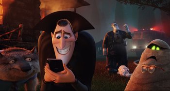 Movie still from “Hotel Transylvania 2” (2015), directed by Genndy Tartakovsky – Medium shot, Low angle