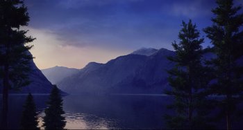 Movie still from “Hotel Transylvania 2” (2015), directed by Genndy Tartakovsky – Extreme Wide shot, High angle