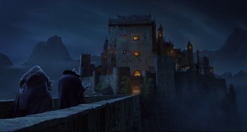 Movie still from “Hotel Transylvania 2” (2015), directed by Genndy Tartakovsky – Extreme Wide shot, Low angle