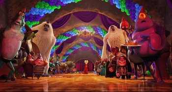 Movie still from “Hotel Transylvania 2” (2015), directed by Genndy Tartakovsky – Wide shot, Low angle