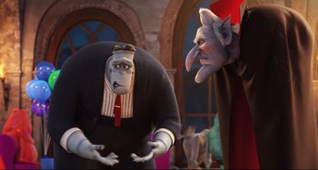 Movie still from “Hotel Transylvania 2” (2015), directed by Genndy Tartakovsky – Medium shot, Over the shoulder angle