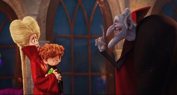 Movie still from “Hotel Transylvania 2” (2015), directed by Genndy Tartakovsky – Medium shot, Over the shoulder angle