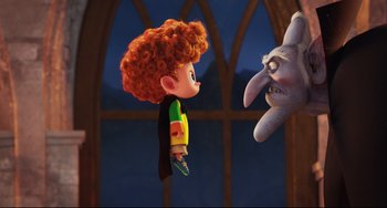 Movie still from “Hotel Transylvania 2” (2015), directed by Genndy Tartakovsky – Medium shot, Over the shoulder angle