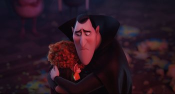 Movie still from “Hotel Transylvania 2” (2015), directed by Genndy Tartakovsky – Medium shot, Over the shoulder angle