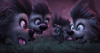 Movie still from “Hotel Transylvania 2” (2015), directed by Genndy Tartakovsky – Medium shot, High angle