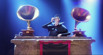 Movie still from “Hotel Transylvania 2” (2015), directed by Genndy Tartakovsky – Wide shot, Low angle