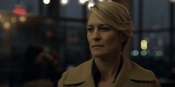 Movie still from “House of Cards” (2013), created by Beau Willimon – A person wearing a jacket; Close Up shot, Low angle