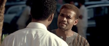 Movie still from “Ali” (2001), directed by Michael Mann – Close Up shot, Over the shoulder angle