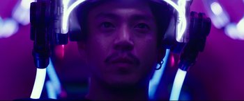 Movie still from “Godzilla vs. Kong” (2021), directed by Adam Wingard – A person wearing a helmet; Close Up shot, Low angle