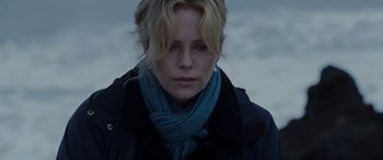 Movie still from “The Burning Plain” (2008), directed by Guillermo Arriaga – Charlize theron in the movie a million little pieces; Close Up shot, Over the shoulder angle
