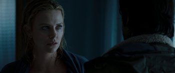 Movie still from “The Burning Plain” (2008), directed by Guillermo Arriaga – A person looking at a mirror; Close Up shot, Over the shoulder angle