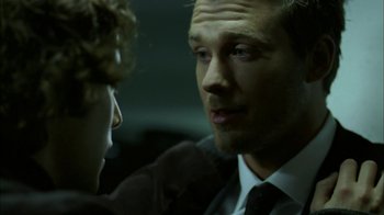 Movie still from “The Butterfly Effect 2” (2006), directed by John R. Leonetti – A man and a woman are looking at one another; Close Up shot, Over the shoulder angle