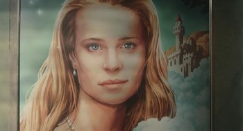 Movie still from “The Congress” (2013), directed by Ari Folman – A painting of a beautiful woman with a castle in the background; Close Up shot, Low angle