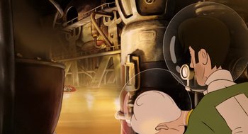 Movie still from “The Congress” (2013), directed by Ari Folman – An image of an animated character in a space suit; Close Up shot, Low angle