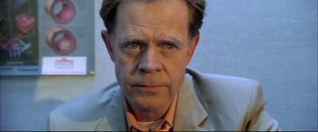 Movie still from “The Cooler” (2003), directed by Wayne Kramer – A person wearing a suit and tie; Close Up shot, Low angle