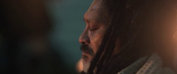 Movie still from “The Dark Horse” (2014), directed by James Napier Robertson – A person with dreadlocks; Extreme Close Up shot, Low angle