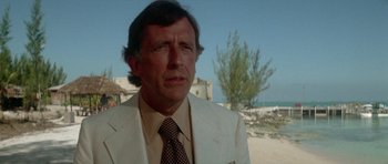Movie still from “The Day of the Dolphin” (1973), directed by Mike Nichols – A person wearing a suit and tie; Close Up shot, Low angle