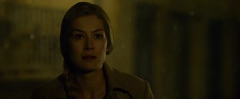 Movie still from “Gone Girl” (2014), directed by David Fincher – A person wearing a jacket; Close Up shot, Over the shoulder angle