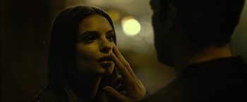 Movie still from “Gone Girl” (2014), directed by David Fincher – A man touching a woman's face with her hand; Close Up shot, Over the shoulder angle