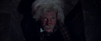 Movie still from “The Fearless Vampire Killers” (1967), directed by Roman Polanski – An old man with a white beard wearing a plaid shirt; Close Up shot, Low angle