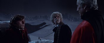 Movie still from “The Fearless Vampire Killers” (1967), directed by Roman Polanski – An old man standing on top of a mountain; Medium shot, Low angle