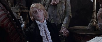 Movie still from “The Fearless Vampire Killers” (1967), directed by Roman Polanski – A person wearing a costume; Medium shot, Over the shoulder angle