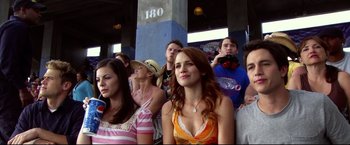 Movie still from “The Final Destination” (2009), directed by David R. Ellis – A group of people standing in a room; Medium shot, Over the shoulder angle