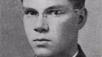 Movie still from “The Fog of War” (2003), directed by Errol Morris – A black - and - white photo of a man's face; Close Up shot, Overhead angle