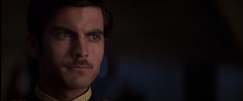 Movie still from “The Four Feathers” (2002), directed by Shekhar Kapur – A person with a mustache; Close Up shot, Over the shoulder angle
