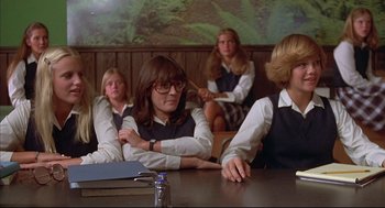 Movie still from “The Fury” (1978), directed by Brian De Palma – A group of people sitting around a table; Medium shot, Low angle