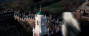 Movie still from “The Game Plan” (2007), directed by Andy Fickman – An aerial view of a large building with a green dome; Extreme Wide shot, High angle