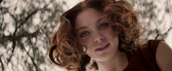 Movie still from “The Giver” (2014), directed by Phillip Noyce – A woman's eyes and hair; Close Up shot, Low angle