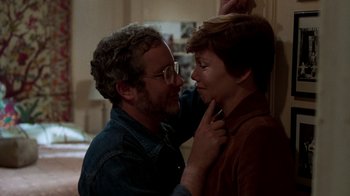 Movie still from “The Goodbye Girl” (1977), directed by Herbert Ross – A man and a woman touching each other's neck; Close Up shot, Over the shoulder angle