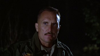 Movie still from “The Great Santini” (1979), directed by Lewis John Carlino – A person with a mustache; Close Up shot, Low angle