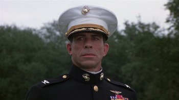 Movie still from “The Great Santini” (1979), directed by Lewis John Carlino – A person wearing a military uniform; Close Up shot, Low angle