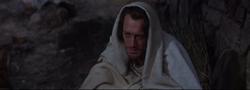 Movie still from “The Greatest Story Ever Told” (1965), directed by David Lean – A person wearing a robe; Close Up shot, Low angle