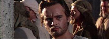 Movie still from “The Greatest Story Ever Told” (1965), directed by David Lean – A person with a beard; Close Up shot, Low angle