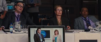 Movie still from “The Guilt Trip” (2012), directed by Anne Fletcher – A woman sitting in front of a laptop computer; Medium shot, Over the shoulder angle