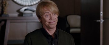 Movie still from “The Incredible Burt Wonderstone” (2013), directed by Don Scardino – A person wearing a shirt and a jacket; Close Up shot, Over the shoulder angle