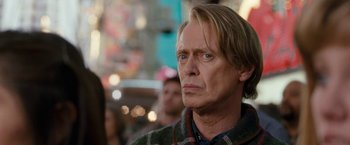 Movie still from “The Incredible Burt Wonderstone” (2013), directed by Don Scardino – A person wearing a plaid shirt; Close Up shot, Over the shoulder angle