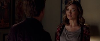 Movie still from “The Incredible Burt Wonderstone” (2013), directed by Don Scardino – A man and a woman looking at one another in a room; Close Up shot, Over the shoulder angle