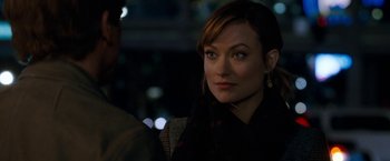 Movie still from “The Incredible Burt Wonderstone” (2013), directed by Don Scardino – A person wearing a suit and tie; Close Up shot, Over the shoulder angle