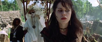 Movie still from “The Island of Dr. Moreau” (1996), directed by Richard Stanley – A person wearing a costume; Medium shot, Low angle